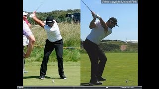 Jon Rahm golf swing  Long Iron faceon amp downtheline July 2017 [upl. by Nohshan]