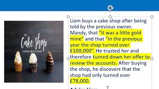 How to apply misrepresentation Liam cupcake scenario [upl. by Cnut]