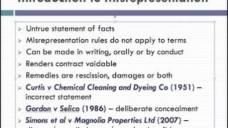 Misrepresentation Lecture 1 of 4 [upl. by Rothmuller]